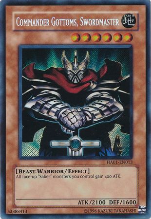 Commander Gottoms, Swordmaster [HA01-EN013] Secret Rare | Enigma On Main