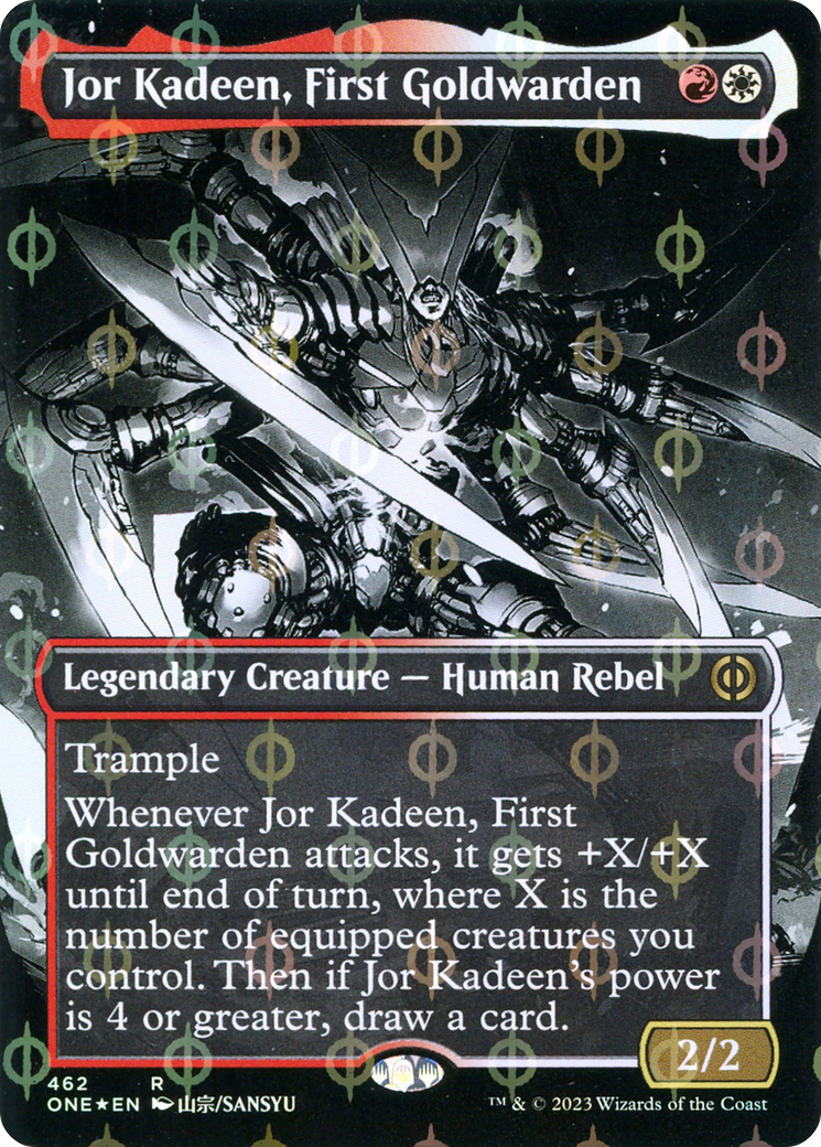 Jor Kadeen, First Goldwarden (Borderless Manga Step-and-Compleat Foil) [Phyrexia: All Will Be One] | Enigma On Main