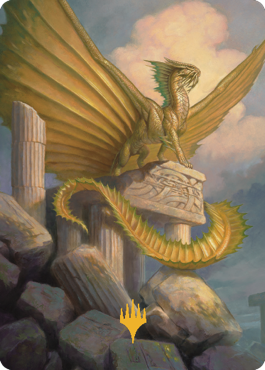 Ancient Gold Dragon Art Card (05) (Gold-Stamped Signature) [Commander Legends: Battle for Baldur's Gate Art Series] | Enigma On Main