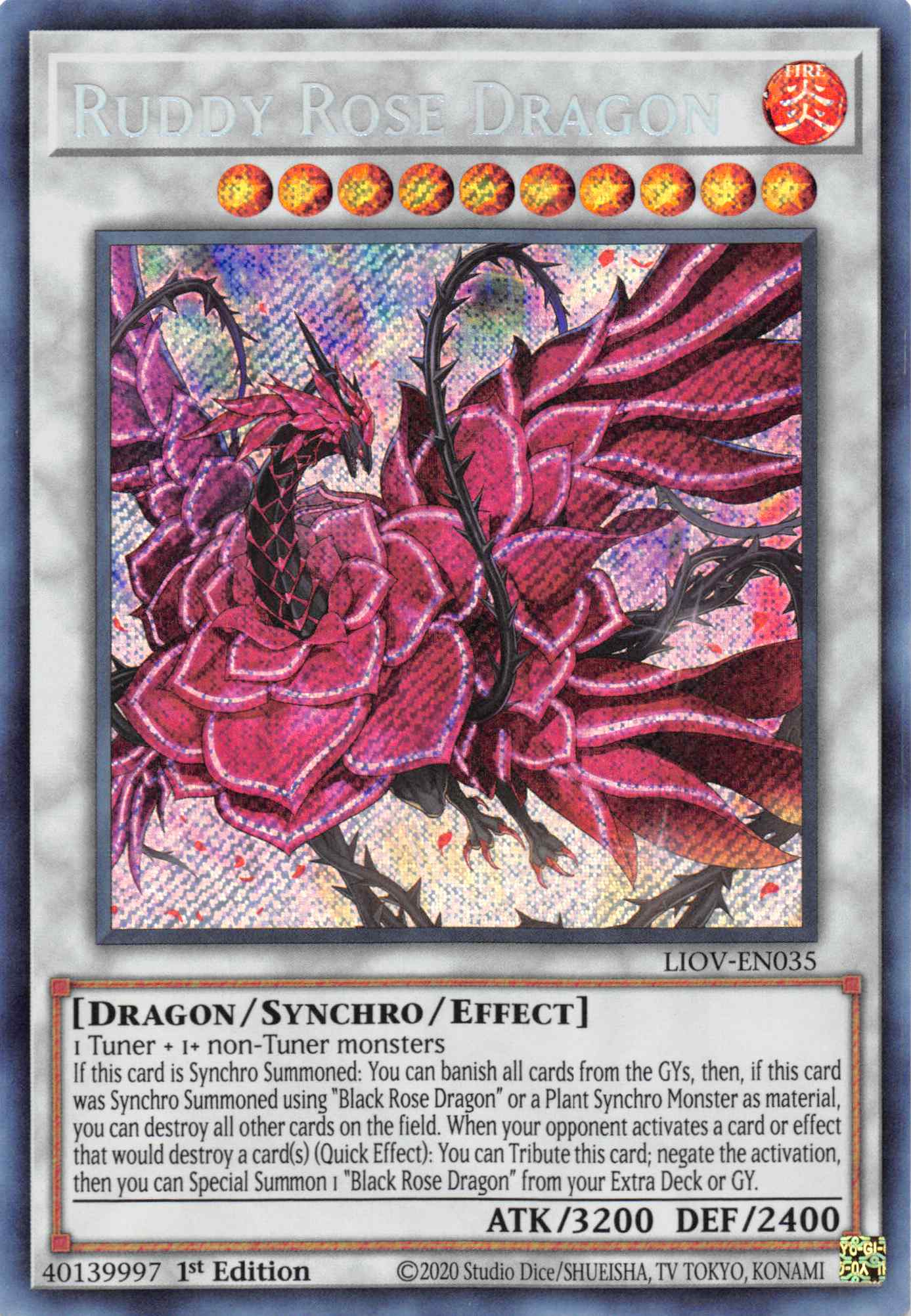 Ruddy Rose Dragon [LIOV-EN035] Secret Rare | Enigma On Main