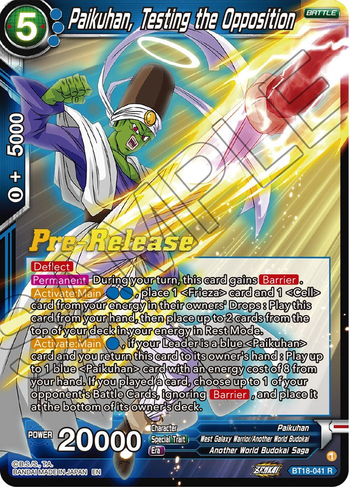 Paikuhan, Testing the Opposition (BT18-041) [Dawn of the Z-Legends Prerelease Promos] | Enigma On Main