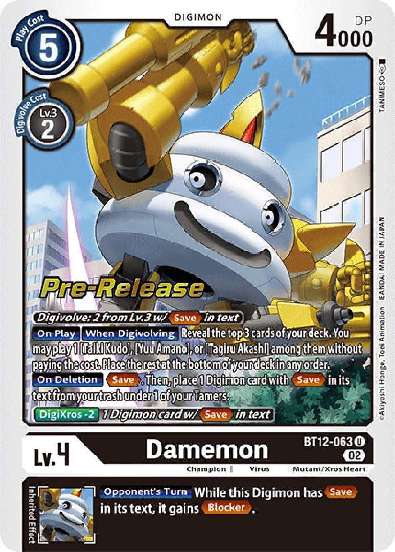 Damemon [BT12-063] [Across Time Pre-Release Cards] | Enigma On Main