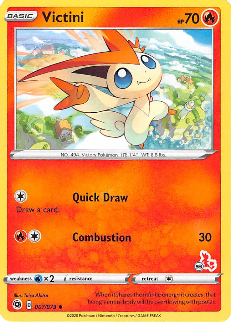 Victini (007/073) (Cinderace Stamp #53) [Battle Academy 2022] | Enigma On Main