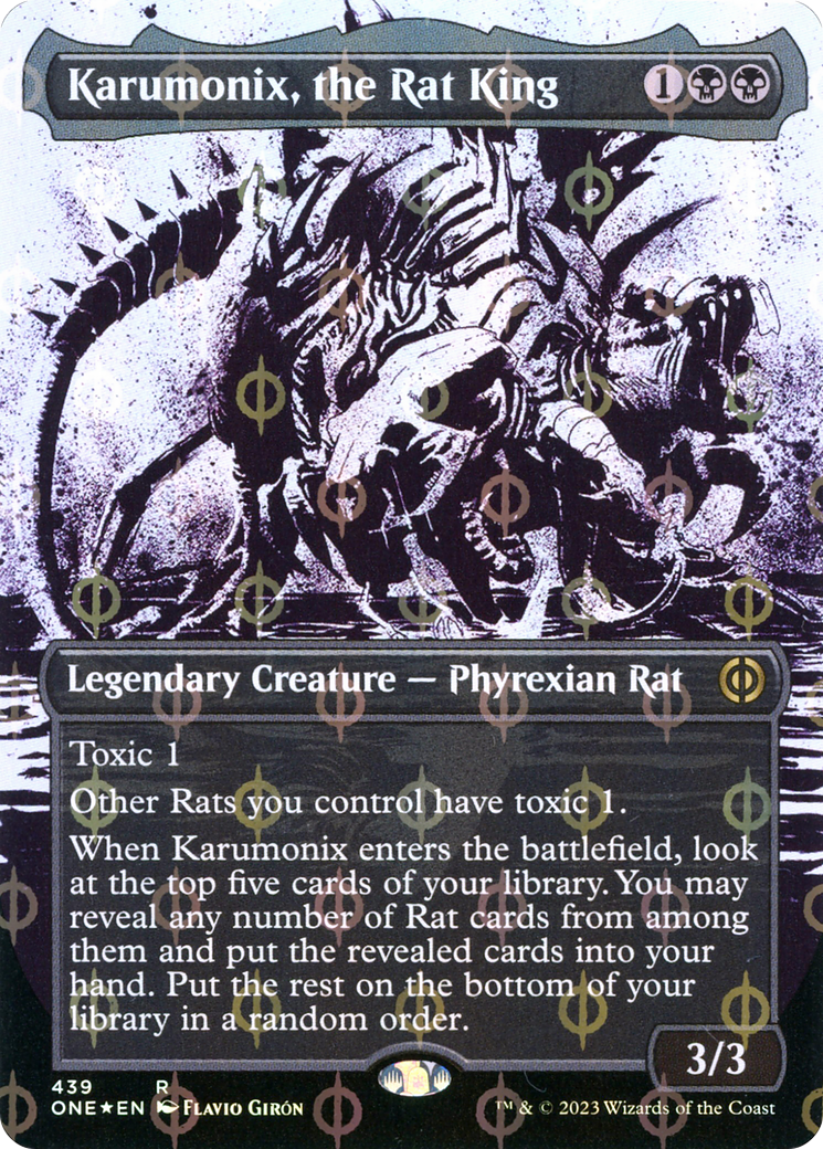 Karumonix, the Rat King (Borderless Ichor Step-and-Compleat Foil) [Phyrexia: All Will Be One] | Enigma On Main