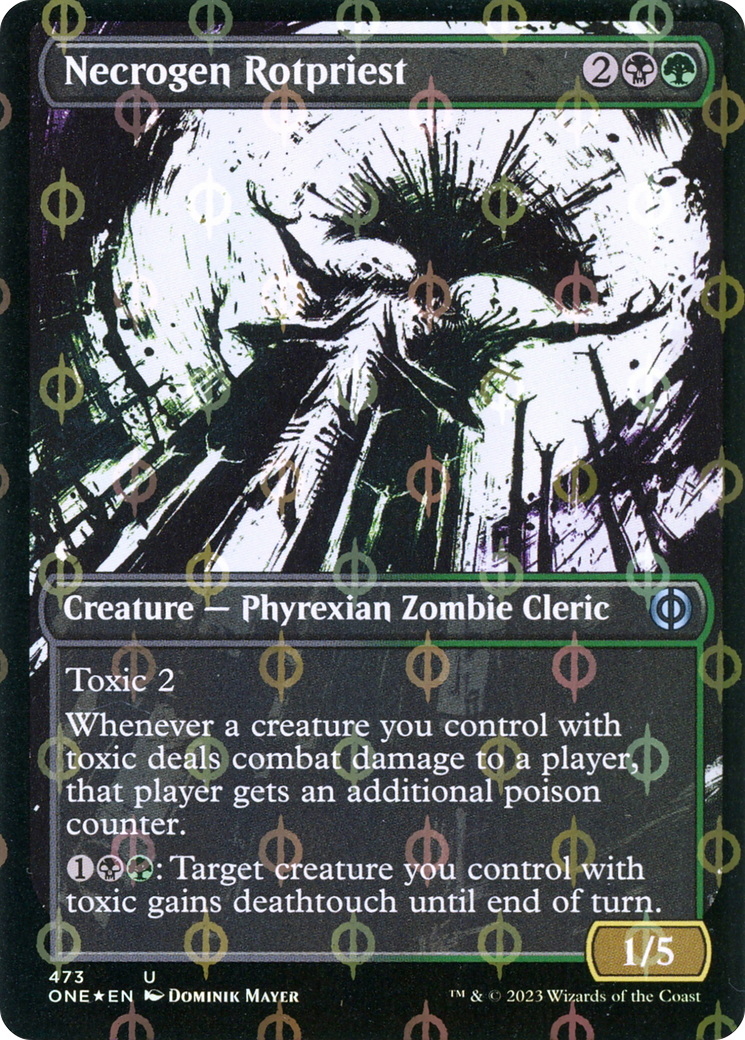 Necrogen Rotpriest (Borderless Ichor Step-and-Compleat Foil) [Phyrexia: All Will Be One] | Enigma On Main