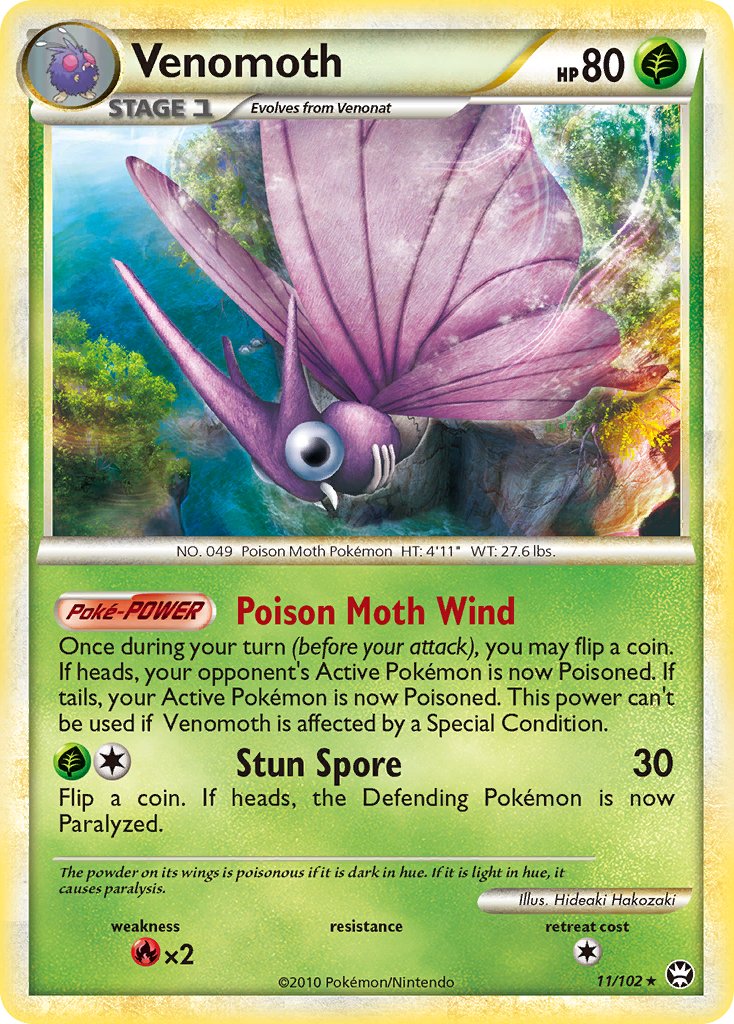 Venomoth (11/102) (Theme Deck Exclusive) [HeartGold & SoulSilver: Triumphant] | Enigma On Main