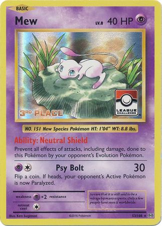 Mew (53/108) (League Promo 3rd Place) [XY: Evolutions] | Enigma On Main