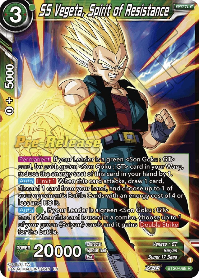 SS Vegeta, Spirit of Resistance (BT20-068) [Power Absorbed Prerelease Promos] | Enigma On Main