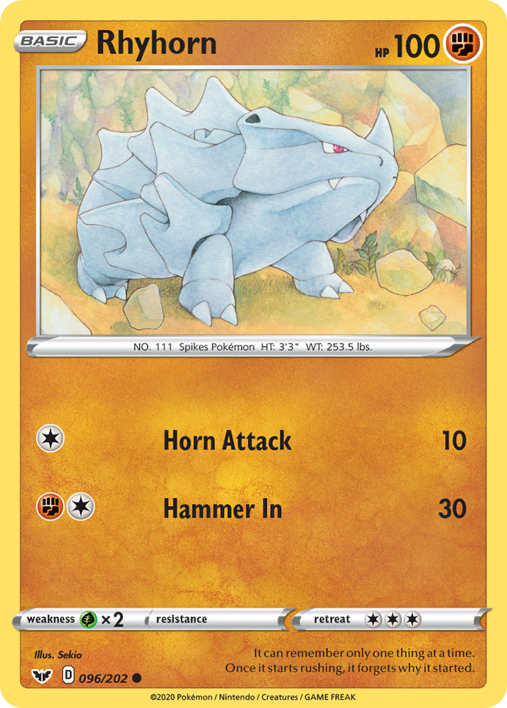 Rhyhorn (096/202) [Sword & Shield: Base Set] | Enigma On Main