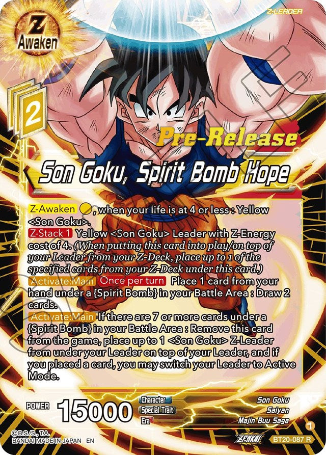 Son Goku, Spirit Bomb Hope (BT20-087) [Power Absorbed Prerelease Promos] | Enigma On Main