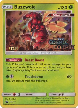 Buzzwole (SM218) (Staff Prerelease Promo) [Sun & Moon: Black Star Promos] | Enigma On Main