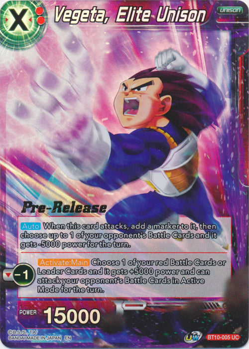 Vegeta, Elite Unison (BT10-005) [Rise of the Unison Warrior Prerelease Promos] | Enigma On Main