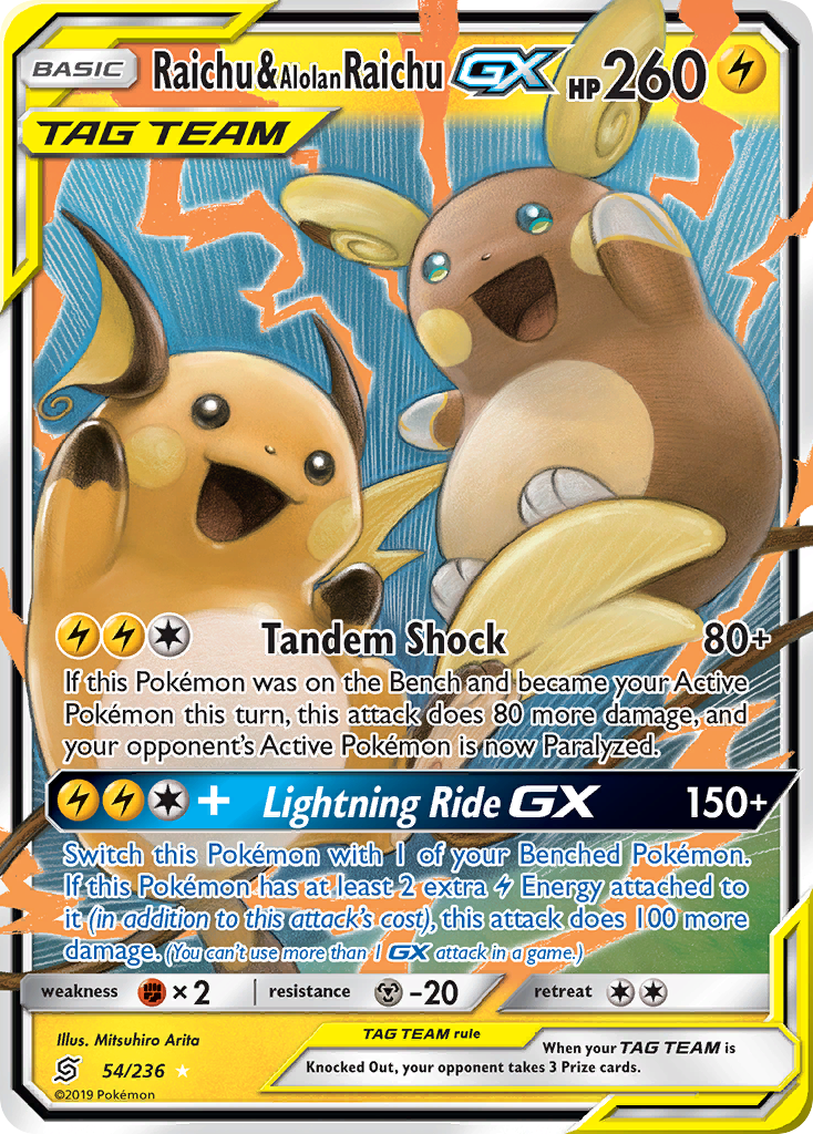 Raichu & Alolan Raichu GX (54/236) [Sun & Moon: Unified Minds] | Enigma On Main