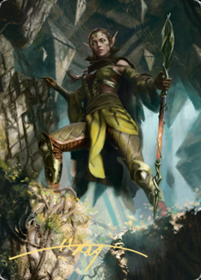 Nissa of Shadowed Boughs 1 Art Card (Gold-Stamped Signature) [Zendikar Rising Art Series] | Enigma On Main