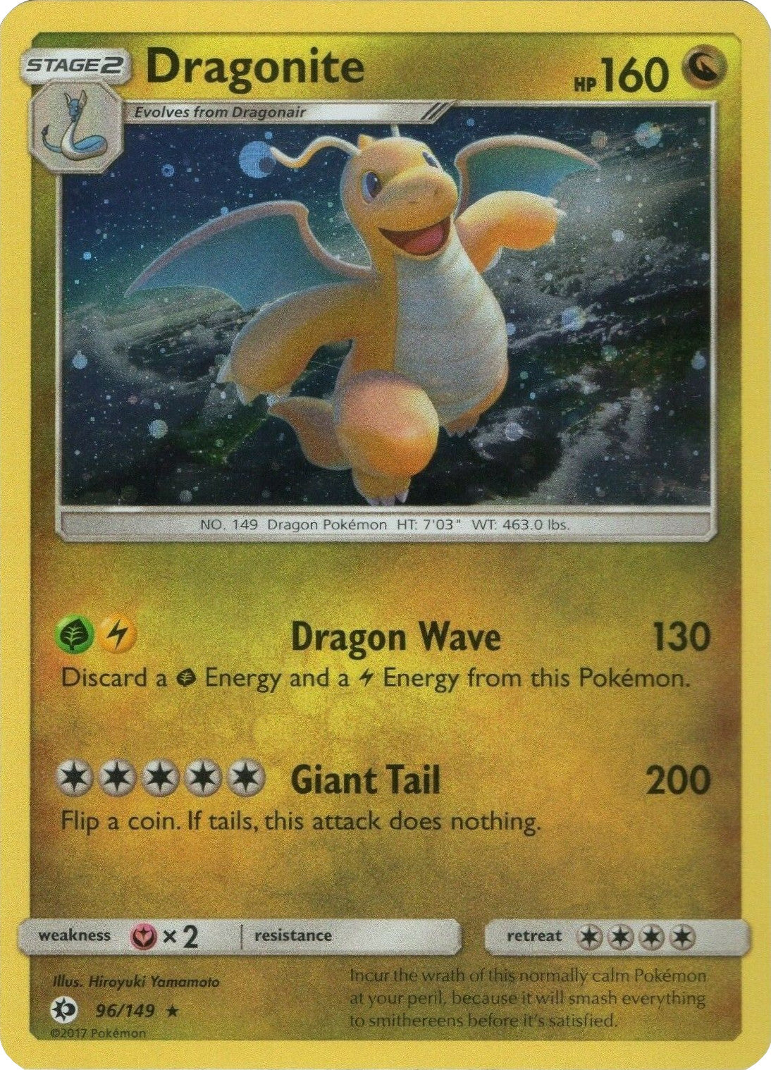 Dragonite (96/149) (Cosmos Holo) [Sun & Moon: Base Set] | Enigma On Main