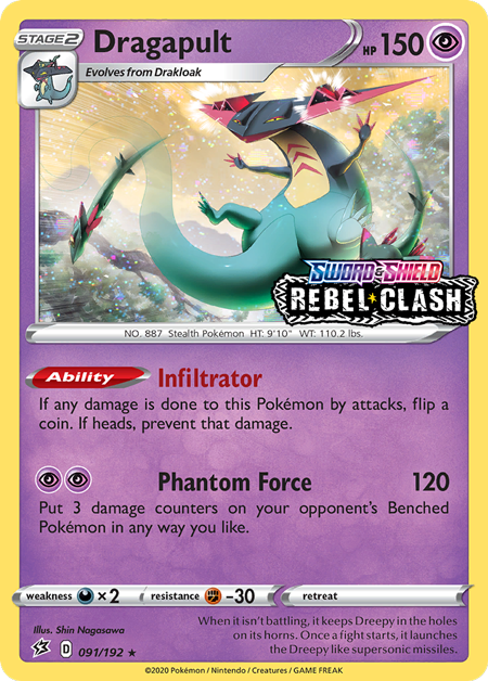 Dragapult (091/192) (Rebel Clash Stamped) [Sword & Shield: Black Star Promos] | Enigma On Main