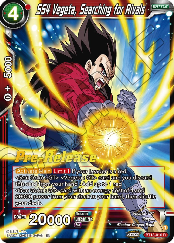 SS4 Vegeta, Searching for Rivals (BT18-016) [Dawn of the Z-Legends Prerelease Promos] | Enigma On Main