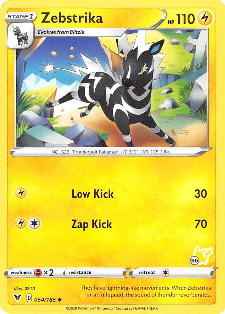 Zebstrika (054/185) (Pikachu Stamp #56) [Battle Academy 2022] | Enigma On Main