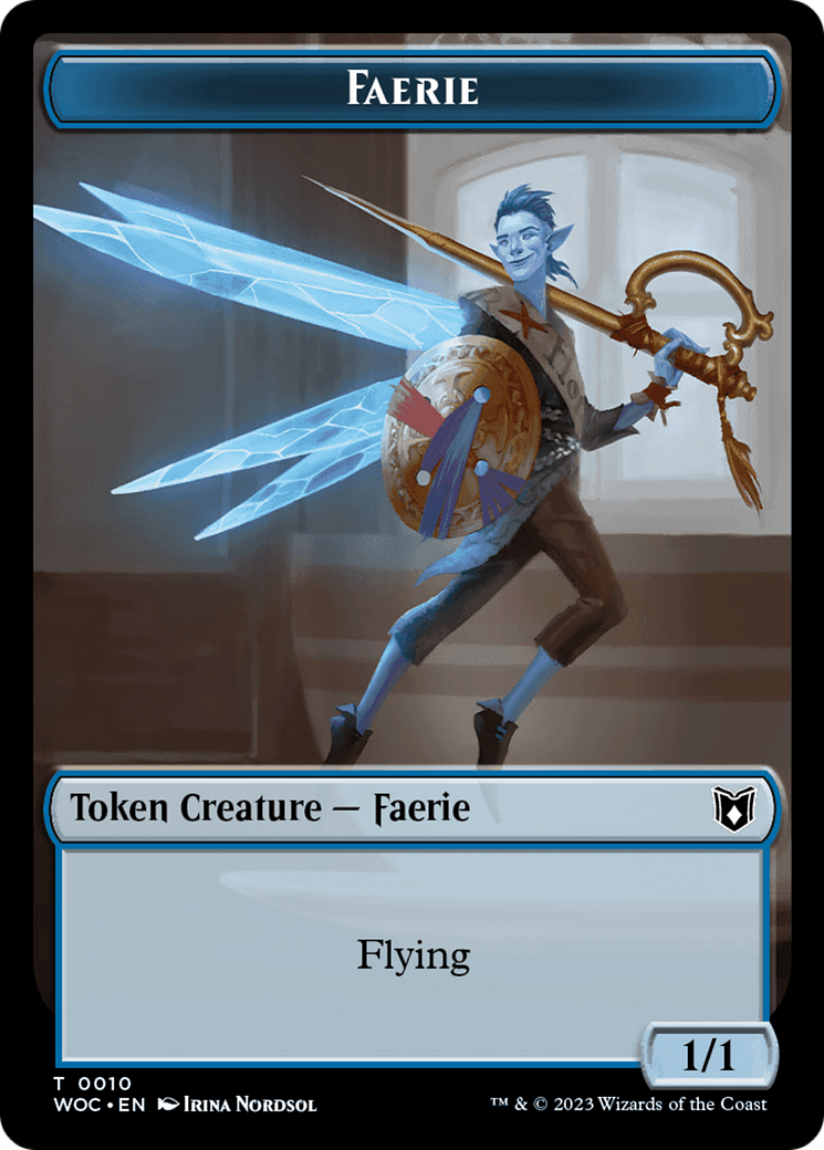 Faerie // Saproling Double-Sided Token [Wilds of Eldraine Commander Tokens] | Enigma On Main