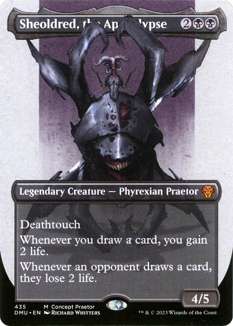 Sheoldred, the Apocalypse (Borderless Concept Praetors) [Phyrexia: All Will Be One] | Enigma On Main