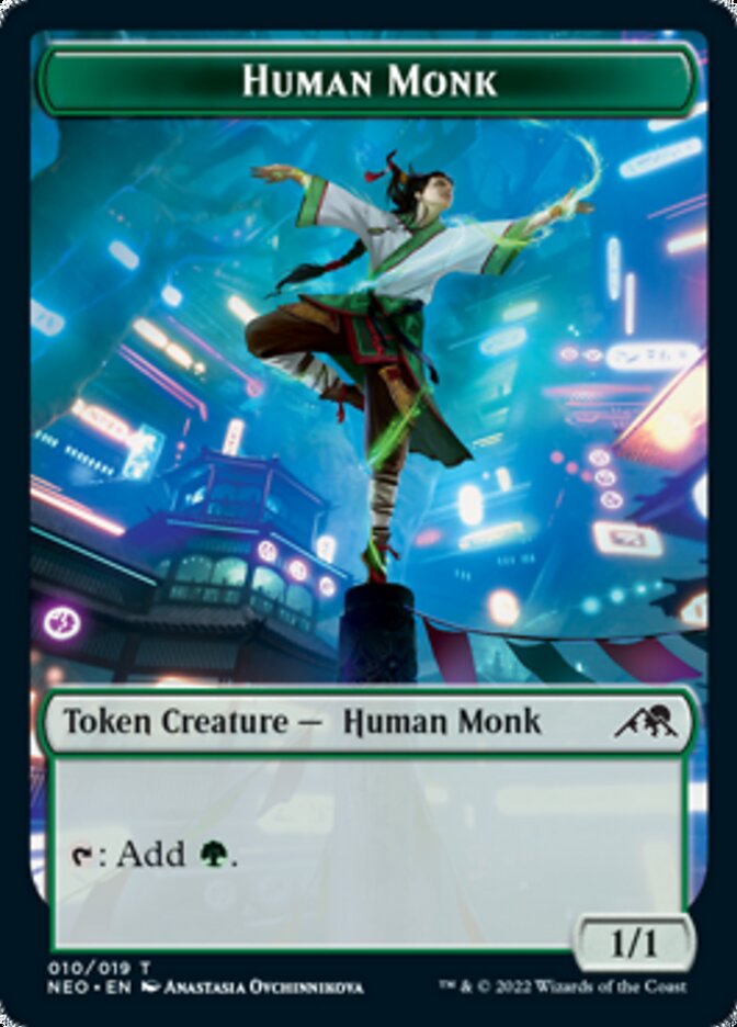 Spirit (002) // Human Monk Double-sided Token [Kamigawa: Neon Dynasty Tokens] | Enigma On Main