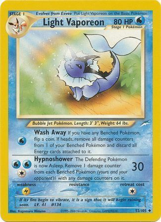 Light Vaporeon (52/105) [Neo Destiny Unlimited] | Enigma On Main