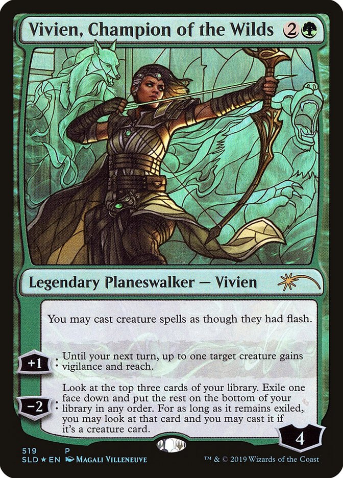 Vivien, Champion of the Wilds (Stained Glass) [Secret Lair Drop Promos] | Enigma On Main
