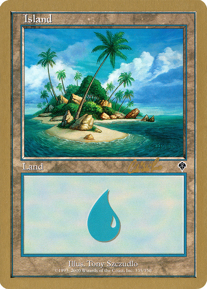 Island (cr335a) (Carlos Romao) [World Championship Decks 2002] | Enigma On Main