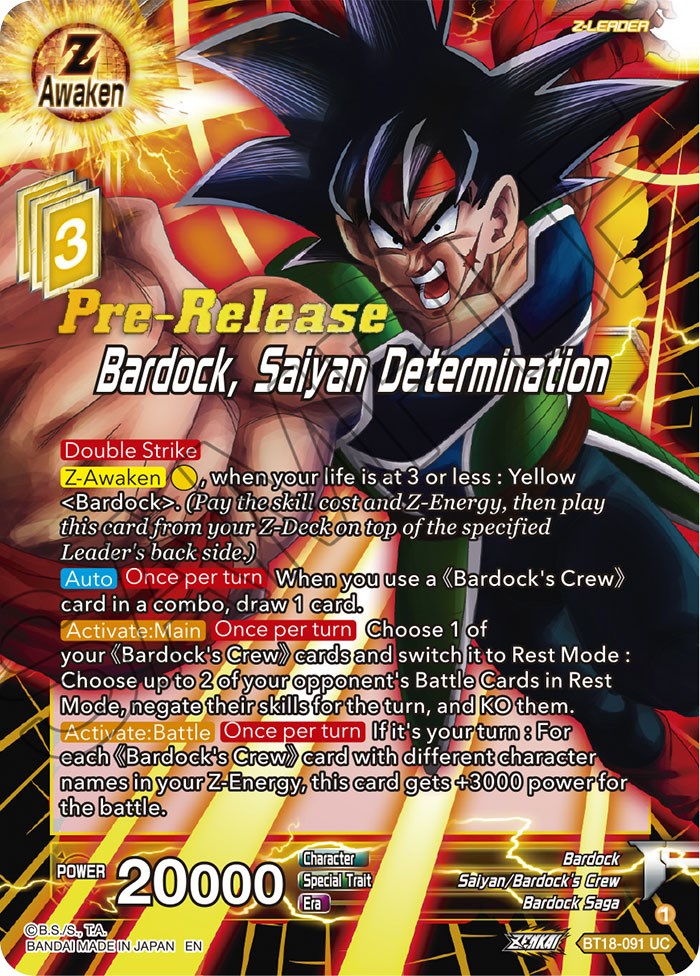 Bardock, Saiyan Determination (BT18-091) [Dawn of the Z-Legends Prerelease Promos] | Enigma On Main