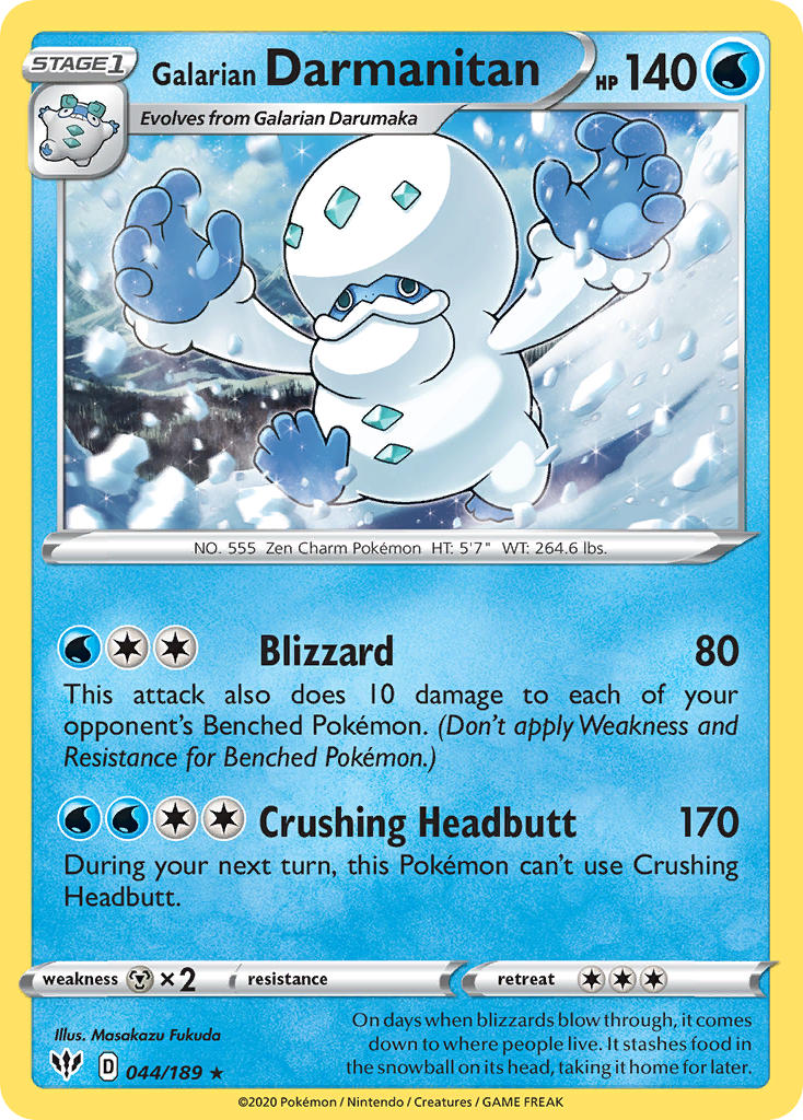 Galarian Darmanitan (044/189) (Cracked Ice Holo) (Theme Deck Exclusive) [Sword & Shield: Darkness Ablaze] | Enigma On Main