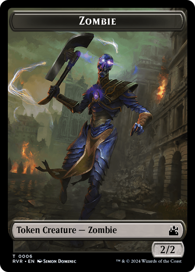 Elf Knight // Zombie Double-Sided Token [Ravnica Remastered Tokens] | Enigma On Main