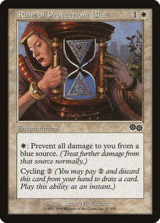 Rune of Protection: Blue [Urza's Saga] | Enigma On Main