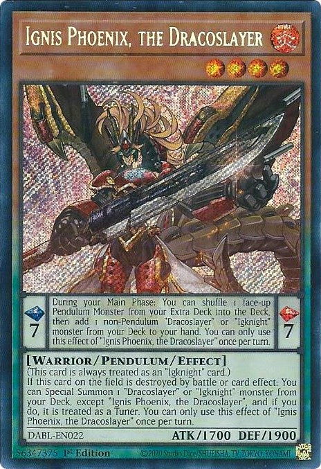 Ignis Phoenix, the Dracoslayer [DABL-EN022] Secret Rare | Enigma On Main