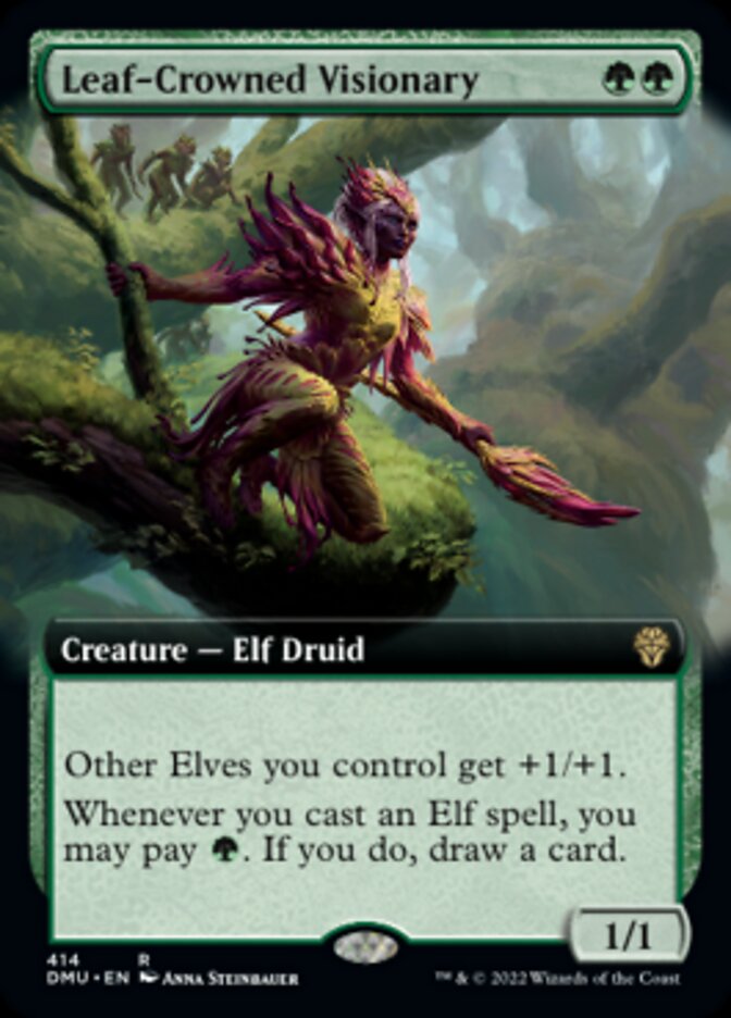 Leaf-Crowned Visionary (Extended Art) [Dominaria United] | Enigma On Main