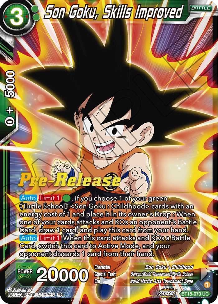 Son Goku, Skills Improved (BT18-070) [Dawn of the Z-Legends Prerelease Promos] | Enigma On Main