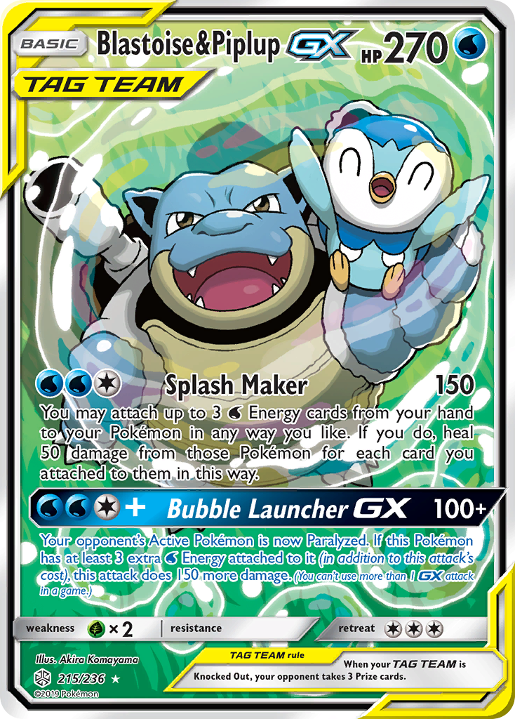 Blastoise & Piplup GX (215/236) [Sun & Moon: Cosmic Eclipse] | Enigma On Main