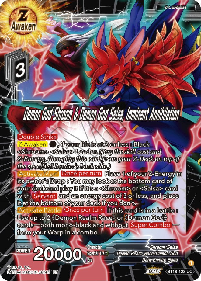 Demon God Shroom & Demon God Salsa, Imminent Annihilation (BT18-123) [Dawn of the Z-Legends] | Enigma On Main