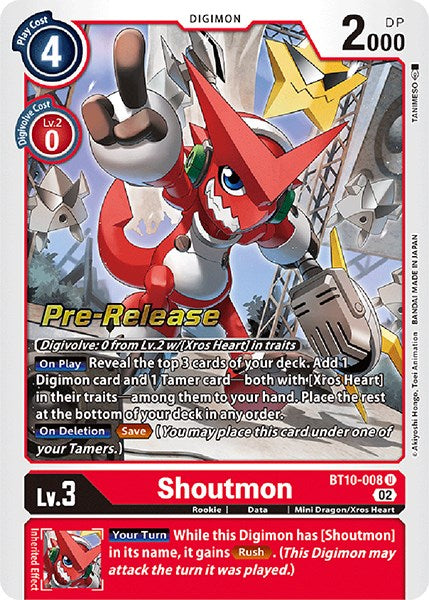 Shoutmon [BT10-008] [Xros Encounter Pre-Release Cards] | Enigma On Main