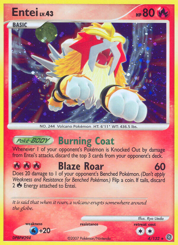 Entei (4/132) (Cracked Ice Holo) [Diamond & Pearl: Secret Wonders] | Enigma On Main