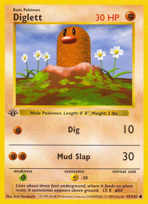 Diglett (47/102) (Shadowless) [Base Set 1st Edition] | Enigma On Main