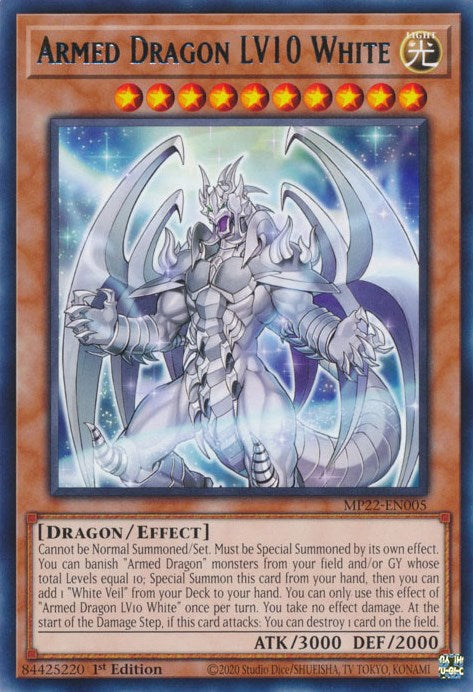 Armed Dragon LV10 White [MP22-EN005] Rare | Enigma On Main