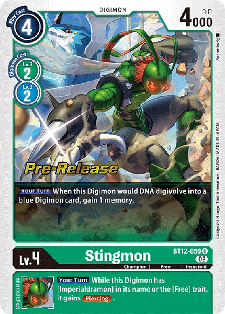 Stingmon [BT12-050] [Across Time Pre-Release Cards] | Enigma On Main