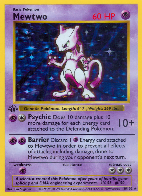 Mewtwo (10/102) (Shadowless) [Base Set 1st Edition] | Enigma On Main