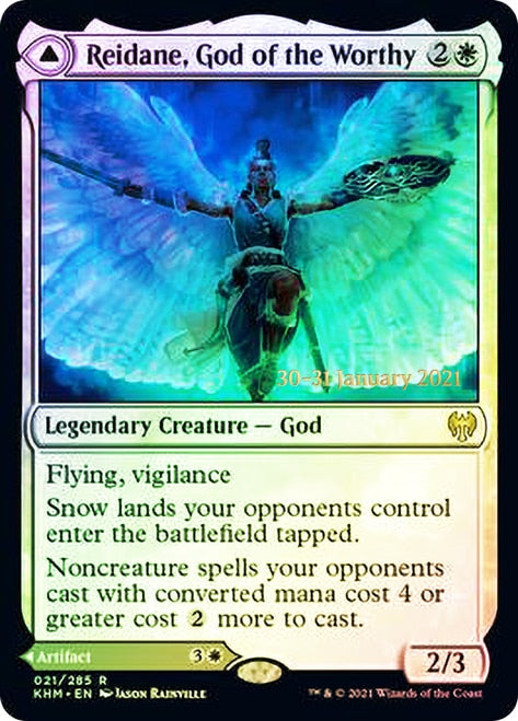 Reidane, God of the Worthy // Valkmira, Protector's Shield  [Kaldheim Prerelease Promos] | Enigma On Main