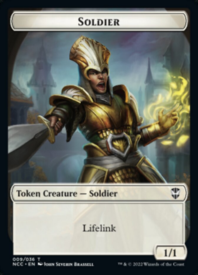 Soldier (09) // Cat Beast Double-sided Token [Streets of New Capenna Commander Tokens] | Enigma On Main