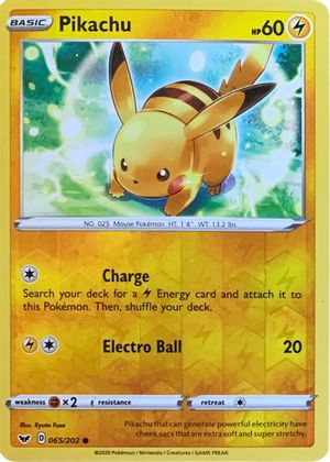 Pikachu (065/202) (Reverse Cosmos Holo) [Sword & Shield: Base Set] | Enigma On Main