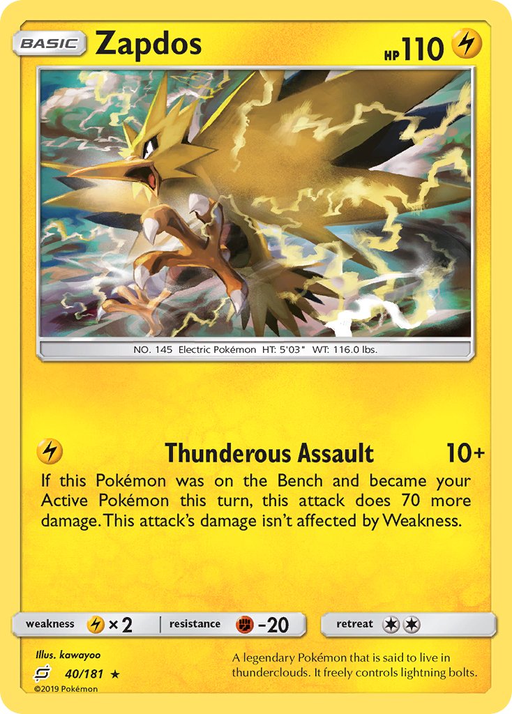 Zapdos (40/181) (Theme Deck Exclusive) [Sun & Moon: Team Up] | Enigma On Main