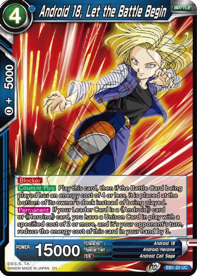 Android 18, Let the Battle Begin (EB1-20) [Battle Evolution Booster] | Enigma On Main