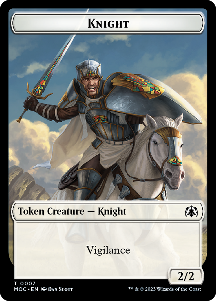 Knight (7) // Spirit (14) Double-Sided Token [March of the Machine Commander Tokens] | Enigma On Main
