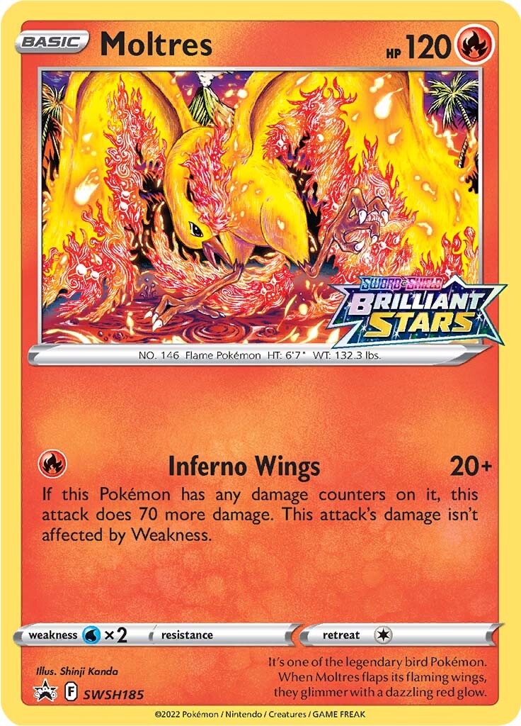 Moltres (SWSH185) (Prerelease Promo) [Sword & Shield: Black Star Promos] | Enigma On Main